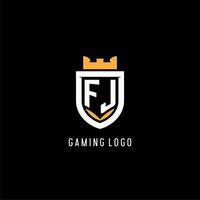 inicial fj logotipo com escudo, esport jogos logotipo monograma estilo vetor