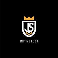 inicial js logotipo com escudo, esport jogos logotipo monograma estilo vetor