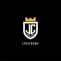 inicial jc logotipo com escudo, esport jogos logotipo monograma estilo vetor