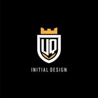 inicial uq logotipo com escudo, esport jogos logotipo monograma estilo vetor