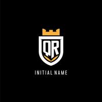 inicial qr logotipo com escudo, esport jogos logotipo monograma estilo vetor