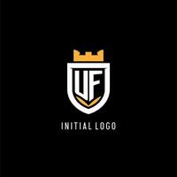 inicial uf logotipo com escudo, esport jogos logotipo monograma estilo vetor