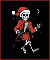 dançando esqueleto Natal camiseta vetor