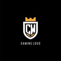 inicial cw logotipo com escudo, esport jogos logotipo monograma estilo vetor