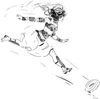 mulher perseguindo bola vintage ilustração. vetor