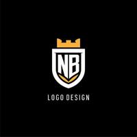 inicial nb logotipo com escudo, esport jogos logotipo monograma estilo vetor