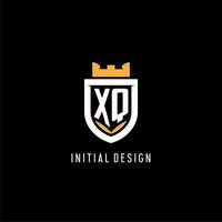 inicial xq logotipo com escudo, esport jogos logotipo monograma estilo vetor