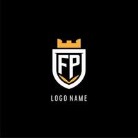 inicial fp logotipo com escudo, esport jogos logotipo monograma estilo vetor