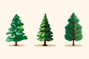 Natal árvores conjunto vetor ilustração manualmente criada