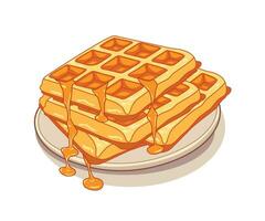 waffle decorado com caramelo vetor ilustração editável eps