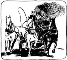 puxado a cavalo fogo caminhão vintage ilustração. vetor