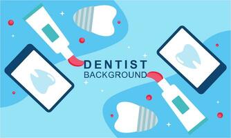 dentista Ferramentas e equipamento bandeira conceito vetor