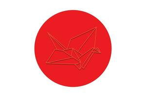 ilustração abstrato Fora linha do origami pássaro em vermelho círculo em branco fundo. vetor