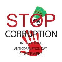internacional anti corrupção dia. suborno é uma Criminoso ofensa. dizer não para corrupção. levantar seu voz contra injustiça. contínuo linha arte vetor