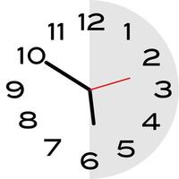 Ícone de relógio analógico de 10 minutos às 6 horas vetor