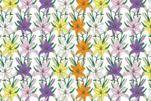 ilustração do lírio flor ramalhete com folhas em branco fundo. vetor