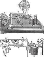 telégrafo, Morse aparelho, vintage gravação. vetor