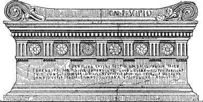 túmulo do lúcio cornélio cipião barbato, vintage gravação. vetor