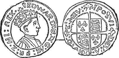 moeda do Edward vi, vintage ilustração. vetor