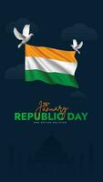 75º indiano república dia, 26 janeiro celebração social meios de comunicação publicar, rede Benner, status desejos vetor