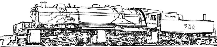 maior locomotiva, vintage ilustração. vetor