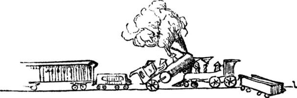 trem acidente, vintage ilustração. vetor