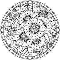 padrão circular em forma de mandala com flor para henna, mehndi, tatuagem, decoração. vetor