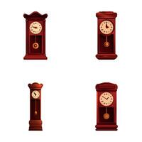 Antiguidade relógio isolado desenho animado conjunto ícone. velho Assistir com pêndulo vetor