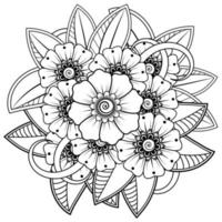 flor mehndi para henna, mehndi, tatuagem, decoração. ornamento decorativo em estilo oriental étnico. ornamento do doodle. página do livro para colorir. vetor