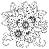 flor mehndi para henna, mehndi, tatuagem, decoração. ornamento decorativo em estilo oriental étnico. ornamento do doodle. página do livro para colorir. vetor