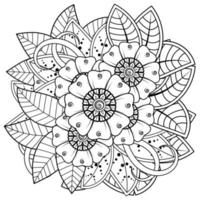 flor mehndi para henna, mehndi, tatuagem, decoração. ornamento decorativo em estilo oriental étnico. ornamento do doodle. página do livro para colorir. vetor