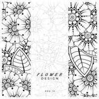 mehndi flor ornamento decorativo em estilo oriental étnico, ornamento de doodle, desenho de mão de contorno. página do livro para colorir. vetor