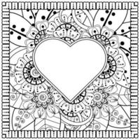 mehndi flor ornamento decorativo em estilo oriental étnico, ornamento de doodle, desenho de mão de contorno. página do livro para colorir. vetor