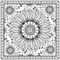 mehndi flor ornamento decorativo em estilo oriental étnico, ornamento de doodle, desenho de mão de contorno. página do livro para colorir. vetor