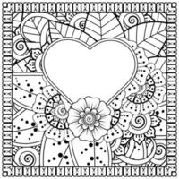 mehndi flor ornamento decorativo em estilo oriental étnico, ornamento de doodle, desenho de mão de contorno. página do livro para colorir. vetor