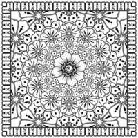 mehndi flor ornamento decorativo em estilo oriental étnico, ornamento de doodle, desenho de mão de contorno. página do livro para colorir. vetor