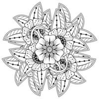 mehndi flor ornamento decorativo em estilo oriental étnico, ornamento de doodle, desenho de mão de contorno. página do livro para colorir. vetor