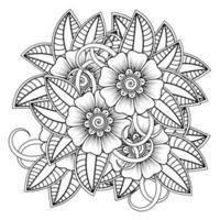 mehndi flor ornamento decorativo em estilo oriental étnico, ornamento de doodle, desenho de mão de contorno. página do livro para colorir. vetor