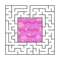 labirinto quadrado abstrato com entrada e saída. um jogo interessante e útil para crianças. ilustração em vetor plana simples isolada no fundo branco.