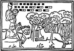 medieval Caçando chifre vintage ilustração. vetor