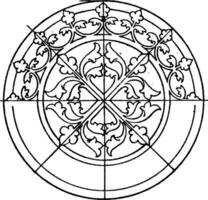 medieval circular painel é uma 14º século projeto, vintage gravação. vetor