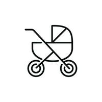 bebê transporte linha ícone isolado em branco fundo. bebê carrinho de criança ícone vetor