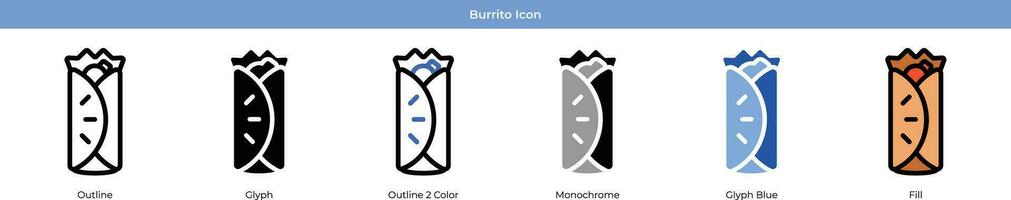 burrito conjunto com 6 estilo vetor