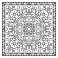 contorno padrão de flor quadrada no estilo mehndi para página de livro de colorir vetor
