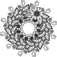 padrão circular em forma de mandala com flor para henna, mehndi, tatuagem, decoração. vetor