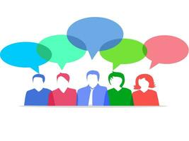 empresários discutir social rede.notícias.social redes. chat.dialogue discurso bolhas vetor