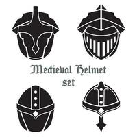 conjunto do medieval capacetes ícones vetor ilustração