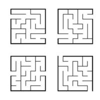 um conjunto de labirintos. jogo para crianças. quebra-cabeça para crianças. enigma do labirinto. ilustração vetorial. vetor