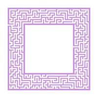 moldura de labirinto quadrada de cor sofisticada. jogo para crianças e adultos. quebra-cabeça para crianças. uma entrada, uma saída. enigma do labirinto. ilustração vetorial plana. com lugar para sua imagem. vetor
