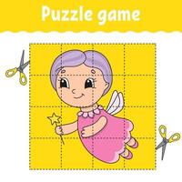 jogo de puzzle para crianças. planilha de desenvolvimento educacional. jogo de aprendizagem para crianças. página de atividades. para criança. enigma para a pré-escola. ilustração em vetor plana isolada simples no estilo bonito dos desenhos animados.